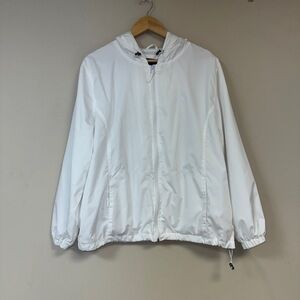 hb Sport Havre Benard White Jacket Women Large Windbreaker Hoodie Warm Up Summer